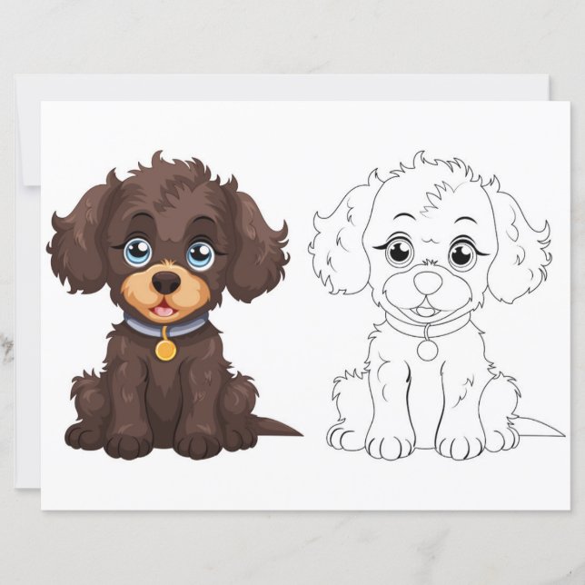 Página para colorear de perro lindo (Anverso)