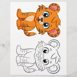Página para colorear de tigre de dibujos animados