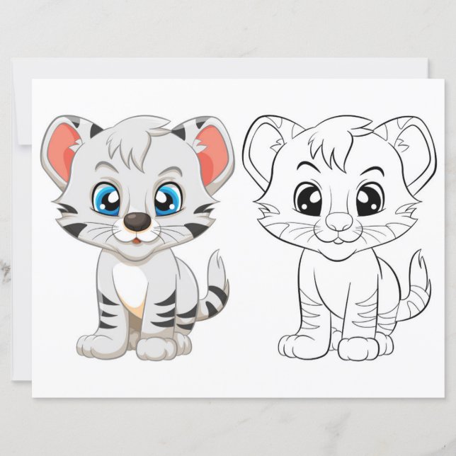 Página para colorear de tigre lindo (Anverso)