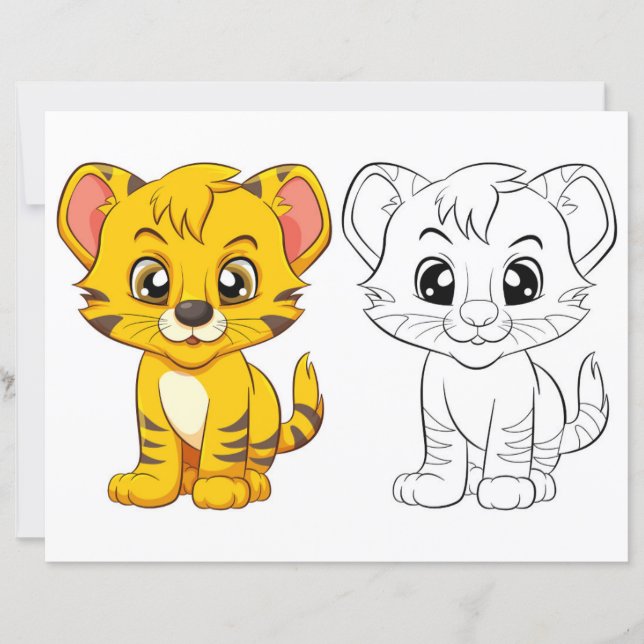 Página para colorear de tigre lindo (Anverso)
