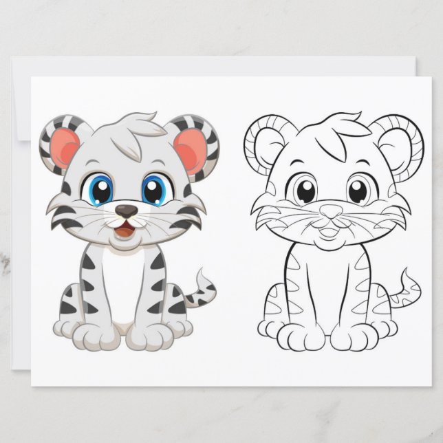 Página para colorear de tigre lindo  (Anverso)