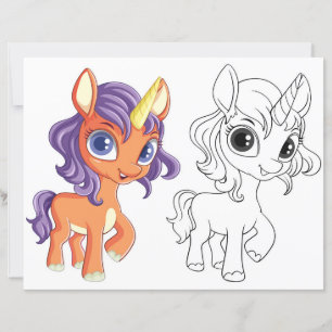 Página para colorear de unicornio de dibujos anima