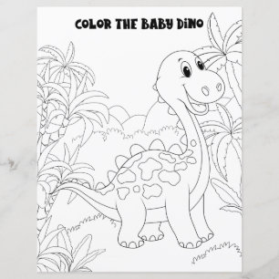 Página para colorear dinosaurio divertido activida