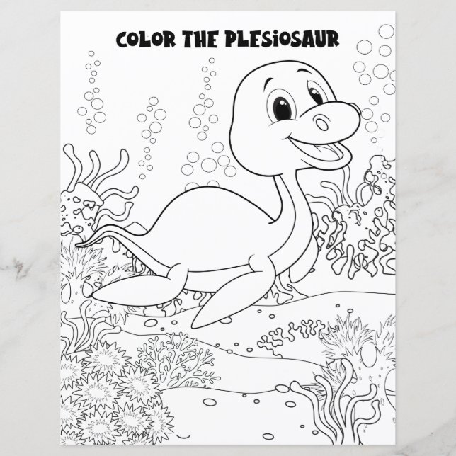 Página para colorear dinosaurio Plesiosaurio activ (Anverso)