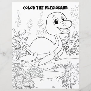 Página para colorear dinosaurio Plesiosaurio activ