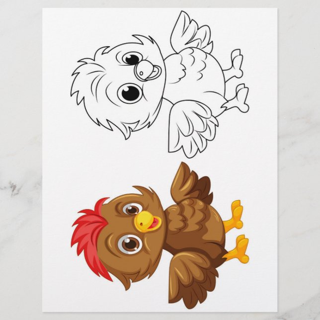 Página para colorear doodle de pollito (Anverso)