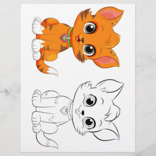 Página para colorear gato adorable