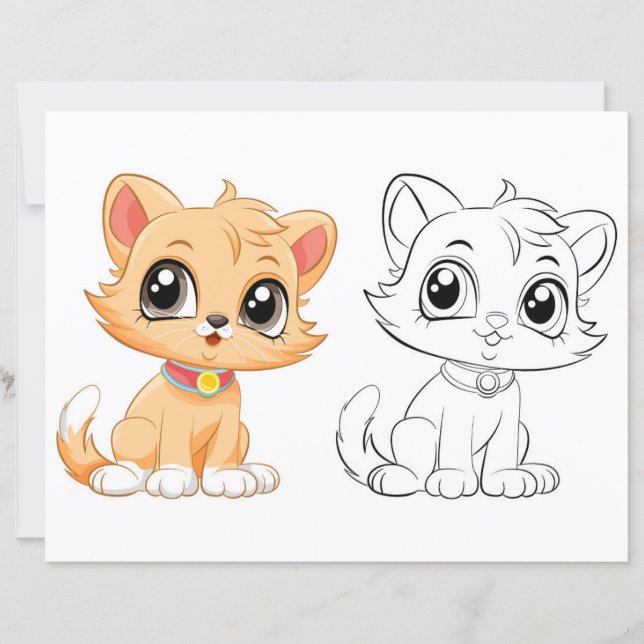Página para colorear gato lindo (Anverso)