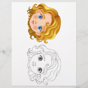 Página para colorear la cabeza de muñeca de dibujo