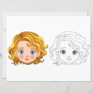 Página para colorear la cabeza de muñeca de dibujo