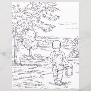 Página para colorear - Niño haciendo pipí