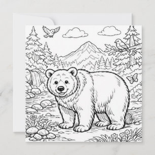 Página para colorear oso animal negro blanco