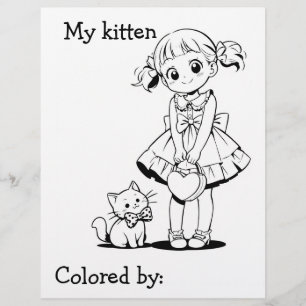 Página para colorear para niños Anime mi gatito