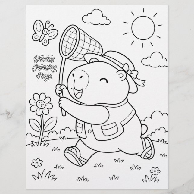 Página para colorear personalizada de capibara Kaw (Anverso)