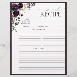 Página Plum Purple Bridal Shower Recipe Binder