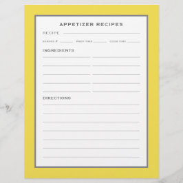 Página Receta | Apetizador | Gris amarillo simple
