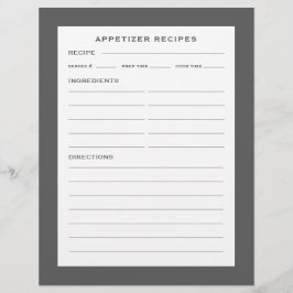 Página Receta | Apetizador | Gris y blanco simples