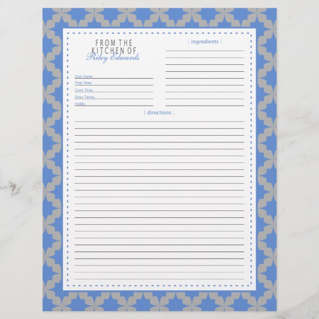 Página Receta de Estrella Retro Azul (Anverso)