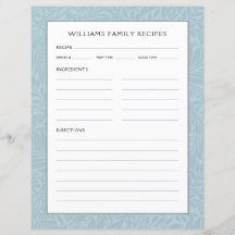 Página Receta de Nombre de Familia | Floral azul v