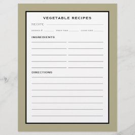 Página Receta | Verduras | Blanco y negro simple