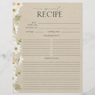 Página Rústica Daisy Bridal Shower Recipe Binder
