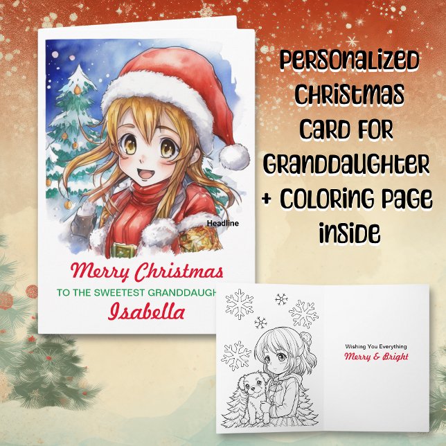 Página Tarjeta de navidad para Nieta + Colorante (Subido por el creador)