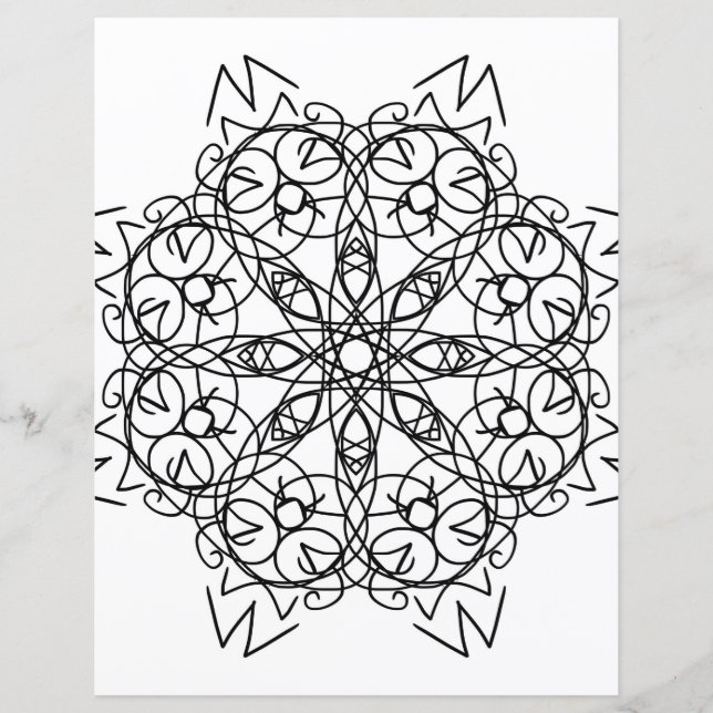 Página Tribal Copo de Nieve Mandala Colorear (Anverso)
