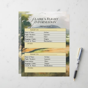Página Watercolor Country Flight Details Planner