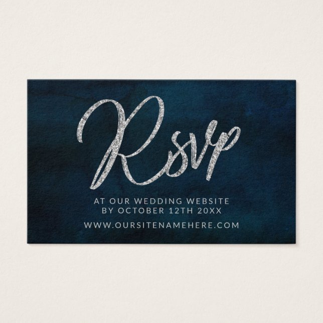 Página web de Boda azul de Navy Luster RSVP Insert (Anverso)