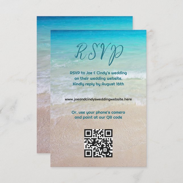 Página web de código QR de escena de playa Tarjeta (Anverso / Reverso)