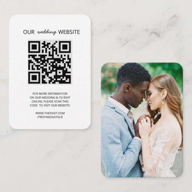 Página web del boda Código QR Foto Tarjeta RSVP (Anverso / Reverso)