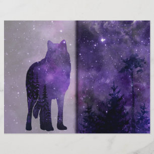 Páginas de cuaderno de notas de lobo de bosque mor