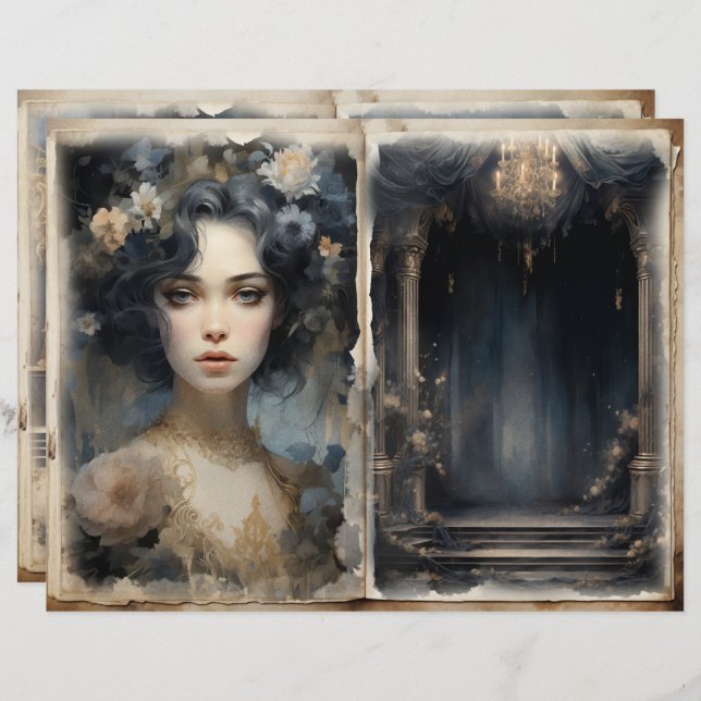 Páginas de diarios basura azul de las damas victor (Anverso / Reverso)