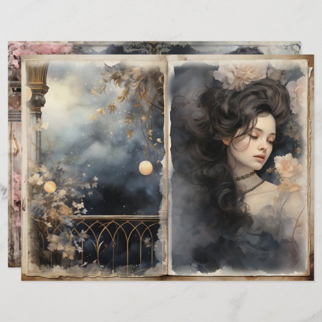 Páginas de Journal de Junk Azul de la dama de Vict (Anverso / Reverso)