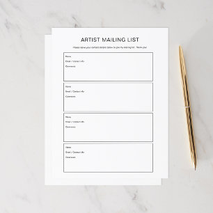 Páginas de la lista de correo de unión de artistas