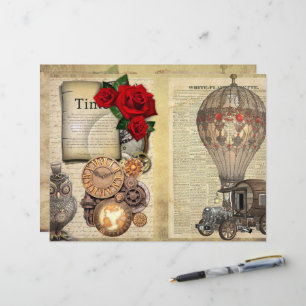 Páginas de libros de texto y diarios de Steampunk
