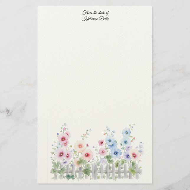 Páginas de papelería personalizadas de malvarrosa  (Anverso)