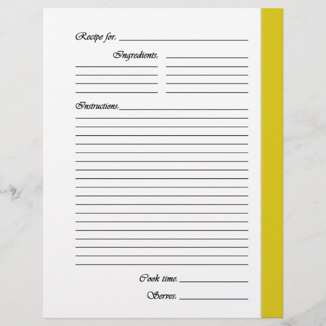 Páginas de recetas amarillas de dos lados (Anverso)