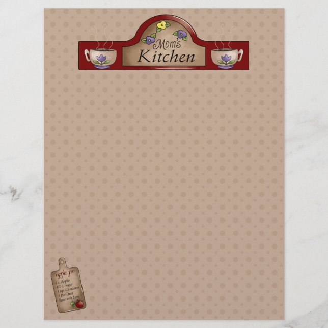 Páginas de recetas de cocina de mamá (sin línea) (Anverso)
