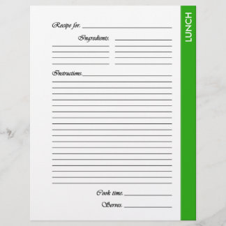 Páginas de recetas de dos caras para el almuerzo v