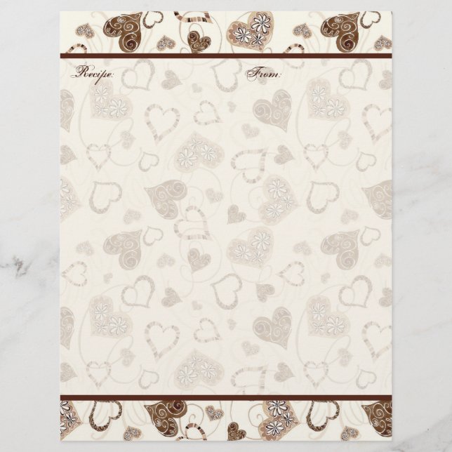 Páginas de recetas de regalo para Bodas de novias  (Anverso)