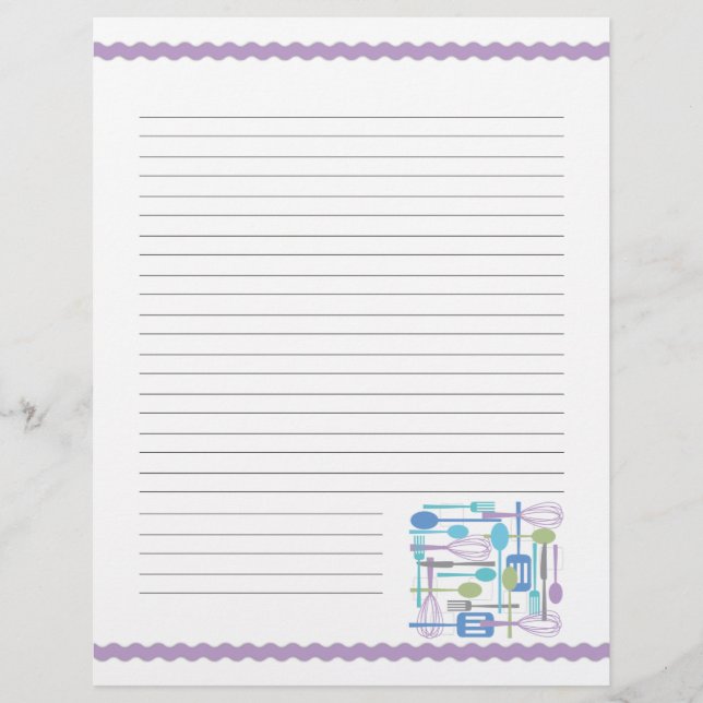 Páginas de recetas de utensilios de cocina retro (Anverso)