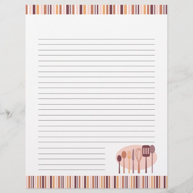 Páginas de recetas de utensilios de cocina retro (Anverso)