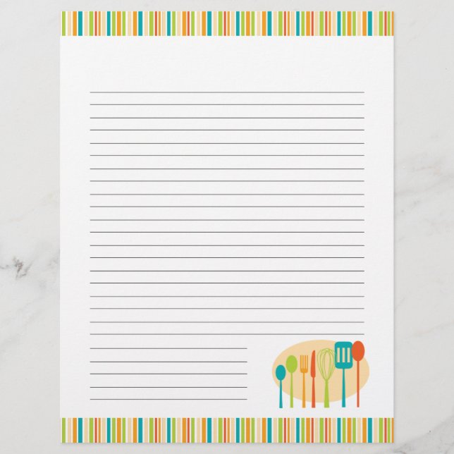 Páginas de recetas de utensilios de cocina retro (Anverso)