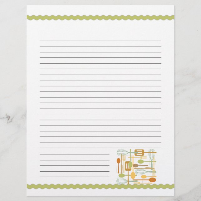 Páginas de recetas de utensilios de cocina retro (Anverso)