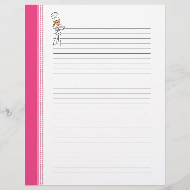 Páginas de Recetas Lindas para Carpetas de Cocina (Anverso)