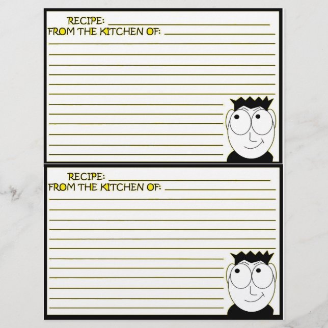 Páginas de recetas para encuadernador de recetas (Anverso)