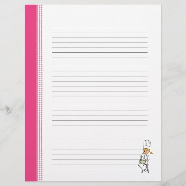 Páginas de recetas para ligantes de cocina (Anverso)