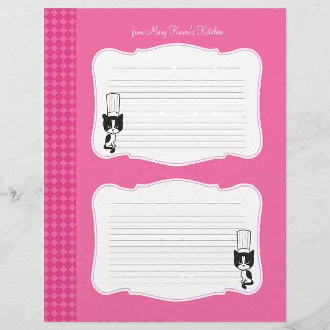 Páginas de recetas personalizadas de corte (Anverso)