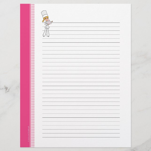 Páginas de Recetas Personalizadas para Carpeta (Anverso)